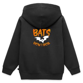 Fledermaus wie ich mich bewege - Kinder Premium Organic Zip Hoodie - Schwarz - Hinten - AI Model Kid Male (0cm)