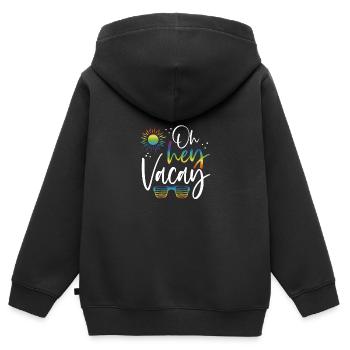 Oh Hey Sommerferien - Kinder Premium Organic Zip Hoodie - Schwarz - Hinten - AI Model Kid Male (0cm)