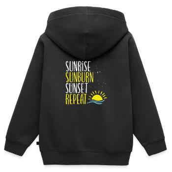 Coup de soleil au lever du soleil - Sweat Premium à capuche zippé enfant bio - noir - Dos - AI Model Kid Male (0cm)