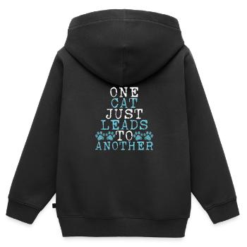 Un chat ne mène que - Sweat Premium à capuche zippé enfant bio - noir - Dos - AI Model Kid Male (0cm)