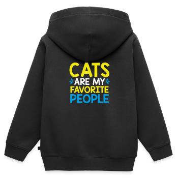 Les chats sont mes personnes préférées - Sweat Premium à capuche zippé enfant bio - noir - Dos - AI Model Kid Male (0cm)