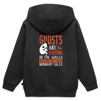 Geister Verstecken Sich In Den Wänden - Kinder Premium Organic Zip Hoodie - Schwarz - Hinten - AI Model Kid Male (0cm)