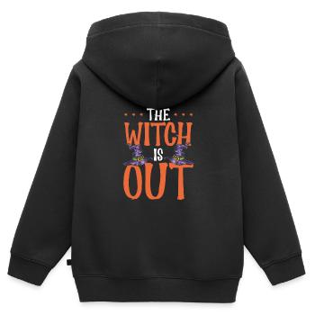 Die Hexe Ist Draußen - Kinder Premium Organic Zip Hoodie - Schwarz - Hinten - AI Model Kid Male (0cm)