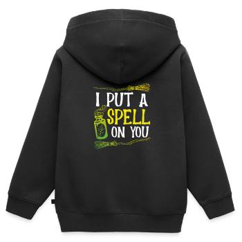 Ich Ziehe Einen Zauber Auf Dich - Kinder Premium Organic Zip Hoodie - Schwarz - Hinten - AI Model Kid Male (0cm)