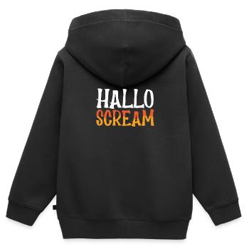 Cri d’Halloween - Sweat Premium à capuche zippé enfant bio - noir - Dos - AI Model Kid Male (0cm)