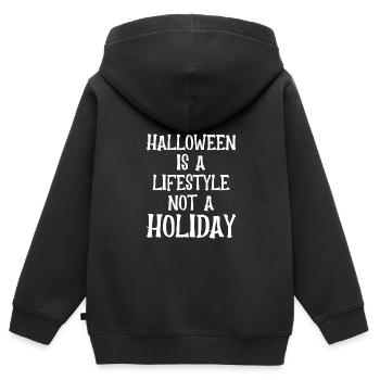 Halloween Ist Ein Lebensstil - Kinder Premium Organic Zip Hoodie - Schwarz - Hinten - AI Model Kid Male (0cm)