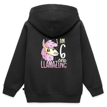 I Am A Six-Year-Old Lama - Kids Premium Organic Zip-up Hoodie - black - Back - AI Model Kid Male (0cm)