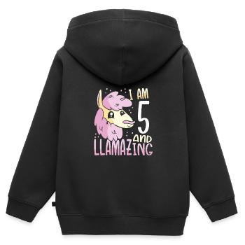 I Am A Five-Year-Old Lama - Kids Premium Organic Zip-up Hoodie - black - Back - AI Model Kid Male (0cm)
