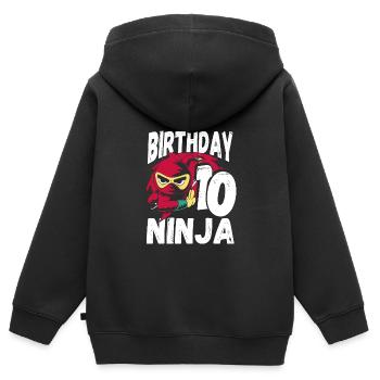 Cool Ninja pour votre 10e anniversaire - Sweat Premium à capuche zippé enfant bio - noir - Dos - AI Model Kid Male (0cm)