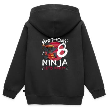 Ninja mignon pour le 8ème anniversaire - Sweat Premium à capuche zippé enfant bio - noir - Dos - AI Model Kid Male (0cm)