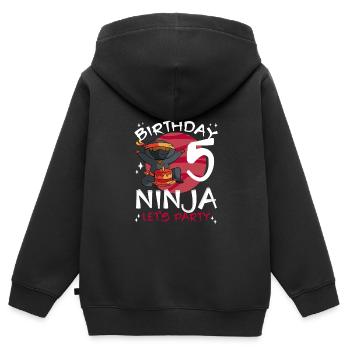 Ninja mignon pour le 5ème anniversaire - Sweat Premium à capuche zippé enfant bio - noir - Dos - AI Model Kid Male (0cm)