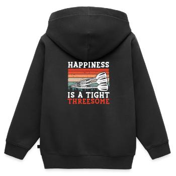 Glück ist ein enger Dreier - Kinder Premium Organic Zip Hoodie - Schwarz - Hinten - AI Model Kid Male (0cm)