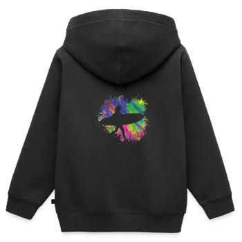Sommersurfer Mit Brett - Kinder Premium Organic Zip Hoodie - Schwarz - Hinten - AI Model Kid Male (0cm)