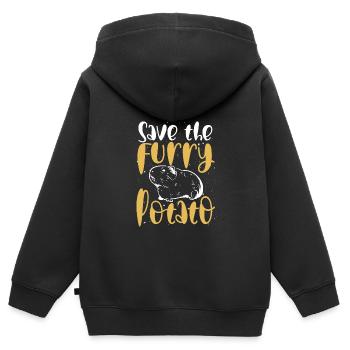 Sichern Sie Die Pelzige Kartoffel - Kinder Premium Organic Zip Hoodie - Schwarz - Hinten - AI Model Kid Male (0cm)