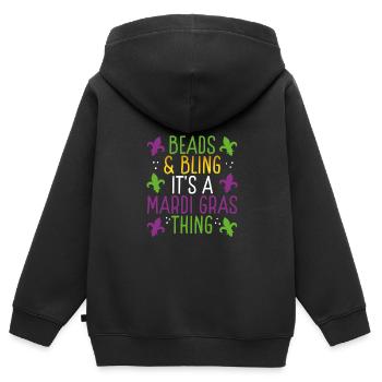 Perles et Bling - Sweat Premium à capuche zippé enfant bio - noir - Dos - AI Model Kid Male (0cm)
