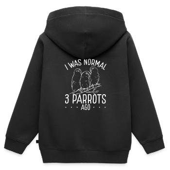 Ich War Normal Mit Drei Papageien - Kinder Premium Organic Zip Hoodie - Schwarz - Hinten - AI Model Kid Male (0cm)