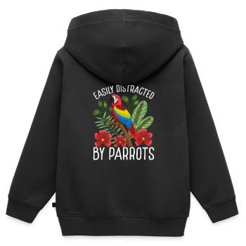 Leicht Von Papageien Abgelenkt - Kinder Premium Organic Zip Hoodie - Schwarz - Hinten - AI Model Kid Male (0cm)