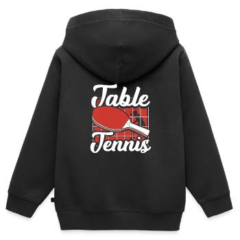 Filet de tennis de table - Sweat Premium à capuche zippé enfant bio - noir - Dos - AI Model Kid Male (0cm)