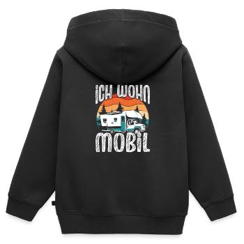 Ich wohn Mobil - Kinder Premium Organic Zip Hoodie - Schwarz - Hinten - AI Model Kid Male (0cm)