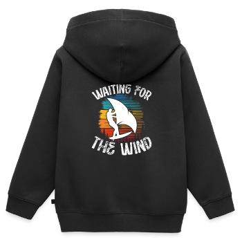 En attendant le vent - Sweat Premium à capuche zippé enfant bio - noir - Dos - AI Model Kid Male (0cm)