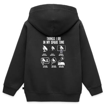 In my spare time I do wingsurfing - Kids Premium Organic Zip-up Hoodie - black - Back - AI Model Kid Male (0cm)