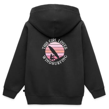 This girl loves windsurfing - Kids Premium Organic Zip-up Hoodie - black - Back - AI Model Kid Male (0cm)