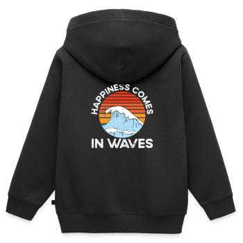 Happiness comes in waves - Kids Premium Organic Zip-up Hoodie - black - Back - AI Model Kid Male (0cm)