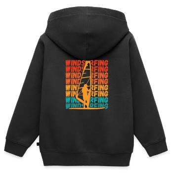 Planche à voile sur planche de surf - Sweat Premium à capuche zippé enfant bio - noir - Dos - AI Model Kid Male (0cm)