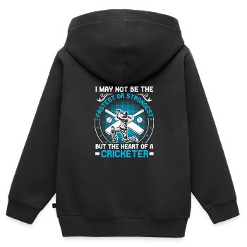 Le cœur d’un joueur de cricket - Sweat Premium à capuche zippé enfant bio - noir - Dos - AI Model Kid Male (0cm)