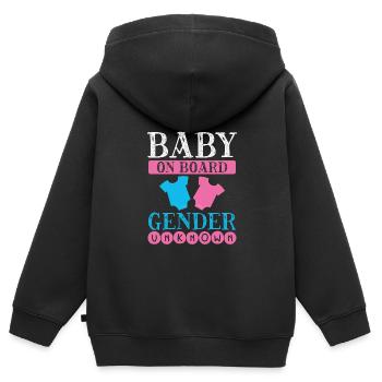 Baby On Board Gender Unknown - Kids Premium Organic Zip-up Hoodie - black - Back - AI Model Kid Male (0cm)