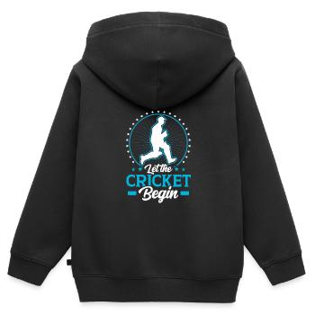 Que le jeu de cricket commence - Sweat Premium à capuche zippé enfant bio - noir - Dos - AI Model Kid Male (0cm)