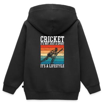 Cricket Ist Ein Lebensstil - Kinder Premium Organic Zip Hoodie - Schwarz - Hinten - AI Model Kid Male (0cm)