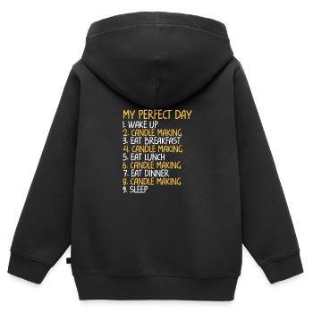 Meine Perfekter Tag Kerzenherstellung - Kinder Premium Organic Zip Hoodie - Schwarz - Hinten - AI Model Kid Male (0cm)