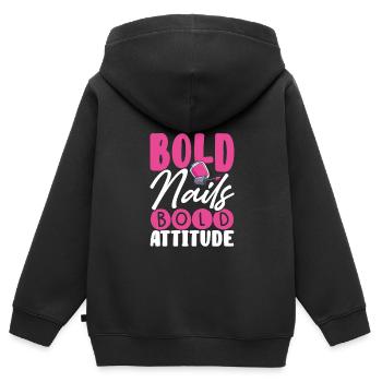 Mutige Nägel, Mutige Attitüde - Kinder Premium Organic Zip Hoodie - Schwarz - Hinten - AI Model Kid Male (0cm)