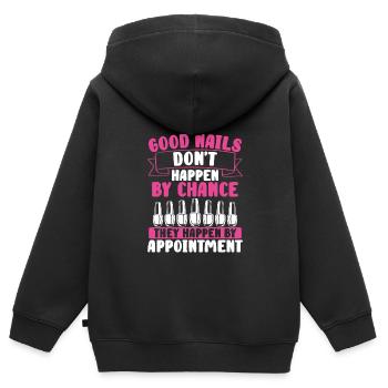 Les bons ongles ne viennent pas par hasard ; - Sweat Premium à capuche zippé enfant bio - noir - Dos - AI Model Kid Male (0cm)