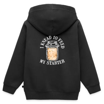 Ich Knete, Um Den Teig Mit Dem Starter - Kinder Premium Organic Zip Hoodie - Schwarz - Hinten - AI Model Kid Male (0cm)