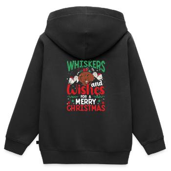 Moustaches et souhaits - Sweat Premium à capuche zippé enfant bio - noir - Dos - AI Model Kid Male (0cm)
