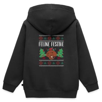 Le ronronnement de Noël - Sweat Premium à capuche zippé enfant bio - noir - Dos - AI Model Kid Male (0cm)