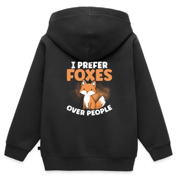 Je préfère les renards aux humains - Sweat Premium à capuche zippé enfant bio - noir - Dos - AI Model Kid Male (0cm)