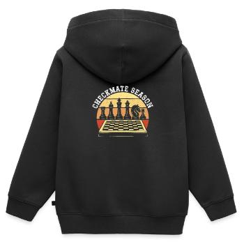 Saison d’échec et mat - Sweat Premium à capuche zippé enfant bio - noir - Dos - AI Model Kid Male (0cm)