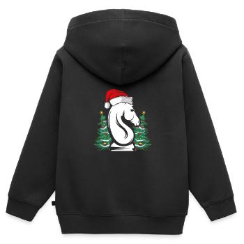 Springer Mit Weihnachtsmütze - Kinder Premium Organic Zip Hoodie - Schwarz - Hinten - AI Model Kid Male (0cm)