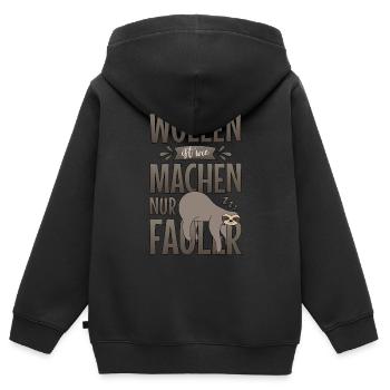 Sort Paresseux Sloth Vouloir est comme faire des paresseux - Sweat Premium à capuche zippé enfant bio - noir - Dos - AI Model Kid Male (0cm)