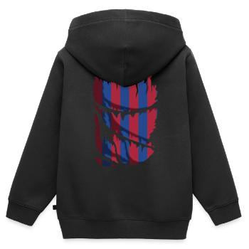 Rayas azulgrana, Fußball in Barcelona - Kinder Premium Organic Zip Hoodie - Schwarz - Hinten - AI Model Kid Male (0cm)