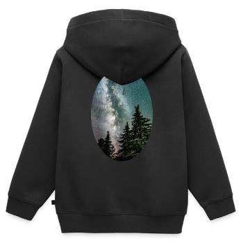 Milchstraße zwischen den Fichten im Wald - Kinder Premium Organic Zip Hoodie - Schwarz - Hinten - AI Model Kid Male (0cm)