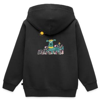 Frühling auf der Blumenwiese - Kinder Premium Organic Zip Hoodie - Schwarz - Hinten - AI Model Kid Male (0cm)