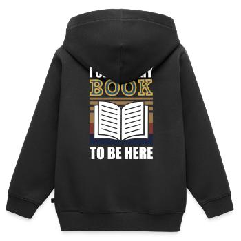 Ich habe mein Buch geschlossen, um hier zu sein - Kinder Premium Organic Zip Hoodie - Schwarz - Hinten - AI Model Kid Male (0cm)