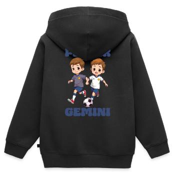 Fußball Sternzeichen Zwillinge Player Gemini Ball - Kinder Premium Organic Zip Hoodie - Schwarz - Hinten - AI Model Kid Male (0cm)