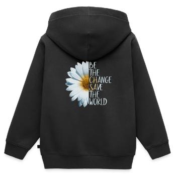 Be the change Save the world Climate protection Nature - Kids Premium Organic Zip-up Hoodie - black - Back - AI Model Kid Male (0cm)