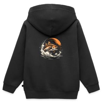 Édition Pêcheur - Sweat Premium à capuche zippé enfant bio - noir - Dos - AI Model Kid Male (0cm)