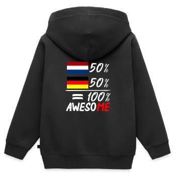 50% Niederländer 50% Deutsch - Kinder Premium Organic Zip Hoodie - Schwarz - Hinten - AI Model Kid Male (0cm)